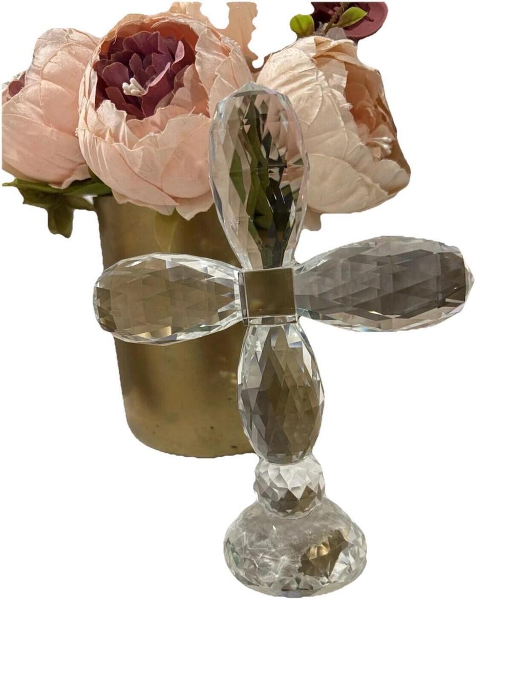 Oleg Cassini Clear Faceted Diamond Cut Glass Cross Beautiful  Crystal Cross